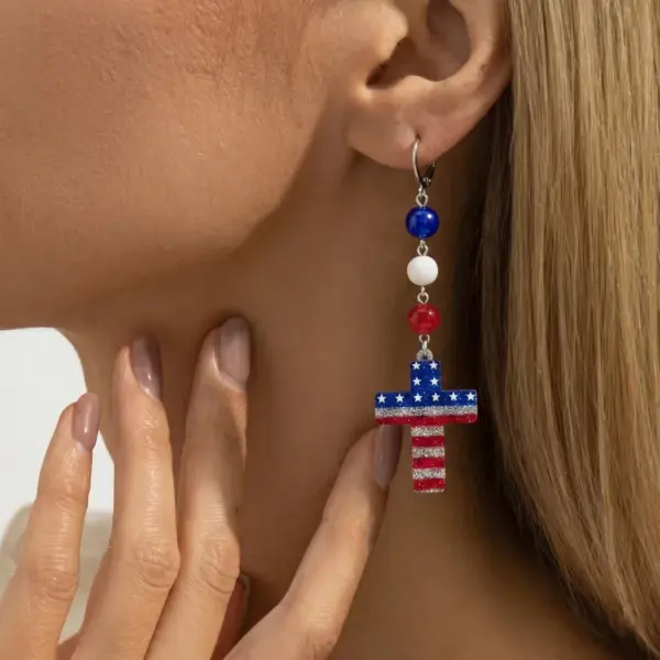 Wholesale Handmade Ethnic Style Acrylic Cross Earrings With 304 Stainless Steel Ear Pins For Women