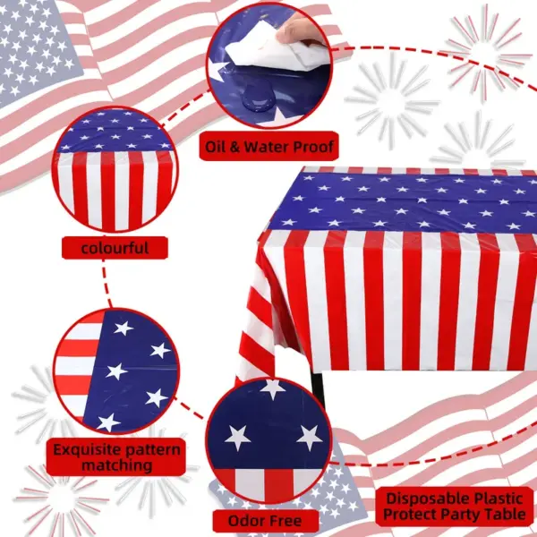 Wholesale American Flag Day Celebration Red White Blue Stars And Stripes Tablecloth Background Decoration