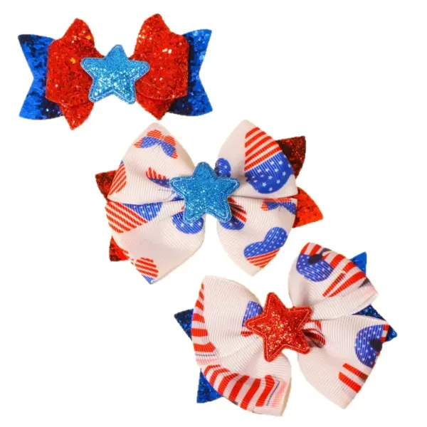 Wholesale American Flag Hairpin For Girls In Ethnic Style With Sequins, Perfect For Independence Day Celebrations