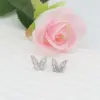 Wholesale 1 Pair Simple Style Butterfly Plating Inlay Copper Zircon 18K Gold Plated White Gold Plated Ear Studs