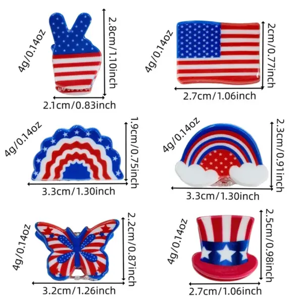 oly-c4cdd0f7fad34285b3d463c0a1ce85f8 Wholesale National Flag Hair Claws For Women In Acrylic Material, Commute Style Hairpin Featuring Rainbow Colors For Independence Day