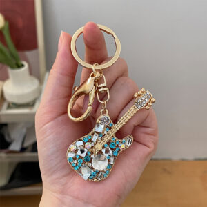 oly-c4d635c10ab519ccbcd8b1c9575c7a1d Wholesale creative fashion diamond-encrusted guitar car keychain metal musical instrument model bag key chain pendant