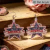 Wholesale Retro Star Print Drop Earrings In White & Red Acrylic With 304 Stainless Steel Posts For Women