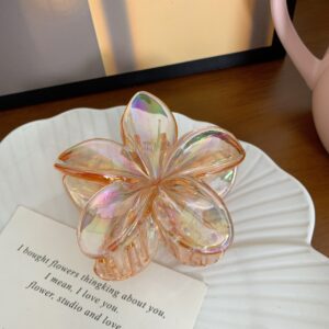 25#Transparent plumeria clip-orange