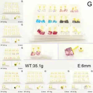 Wholesale Vacuum Plating 18K Gold Plated Square 304 Stainless Steel Elegant Cute Shiny Ear Studs