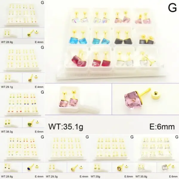 Wholesale Vacuum Plating 18K Gold Plated Square 304 Stainless Steel Elegant Cute Shiny Ear Studs