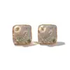 Wholesale Hypoallergenic Flowers Stud Earrings For Women With Freshwater Pearl Inlay, Copper Base, And KC Golden UV Plating