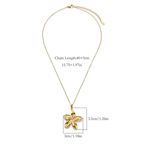 Wholesale 201 Stainless Steel 304 Stainless Steel Ferroalloy Sun Heart Shape Flower Electroplating Ion Plating (IP) Real Gold Plated Simple Style Waterproof Non Tarnish Cable Chain Gold Pendant Necklace
