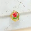 Wholesale New Fashion Design 304 Stainless Steel Furnace Electroplated 18K Real Gold Dried Flower Resin Heart Open Ring