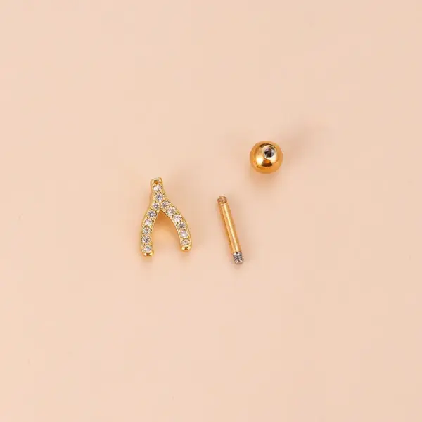 Wholesale 1 Piece 316L Stainless Steel Copper Zircon Ear Cartilage Rings & Studs Heart Shape Waterproof Non Tarnish Surgical Steel
