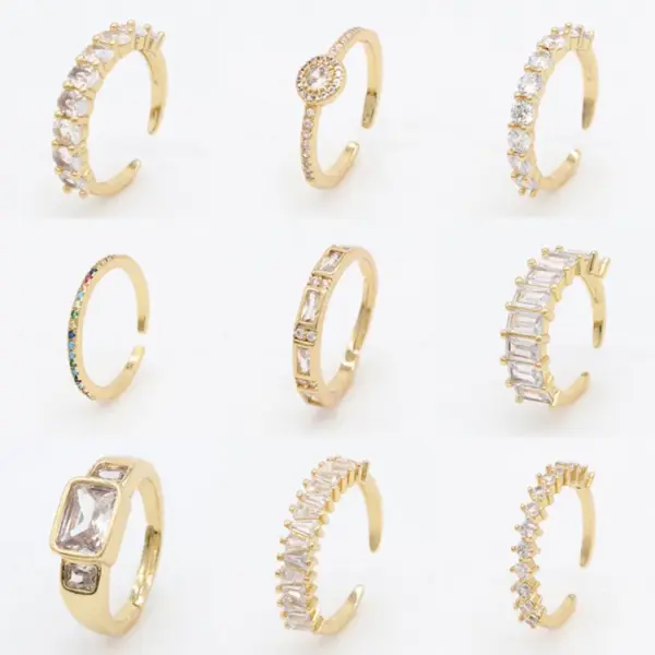Wholesale Women’s New Style Open Star Rings In Copper With Zircon Inlay