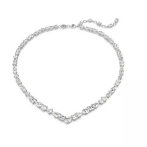 V-shaped white diamond necklace