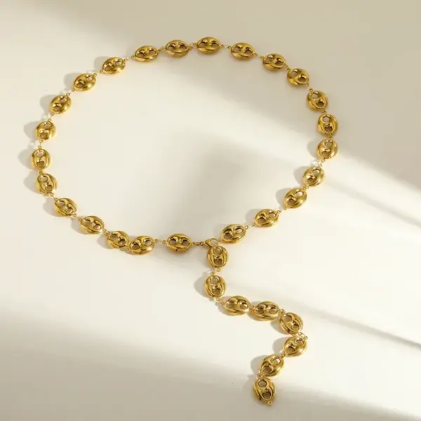 Wholesale Vacuum-plated (in-furnace) With 18K Real Gold On 304 Stainless Steel—elegant, Vintage, And Romantic Oval, Heart-shaped, And Diamond-inspired Chain Necklace With Lobster Clasp, Available In Gold, Perfect For Women