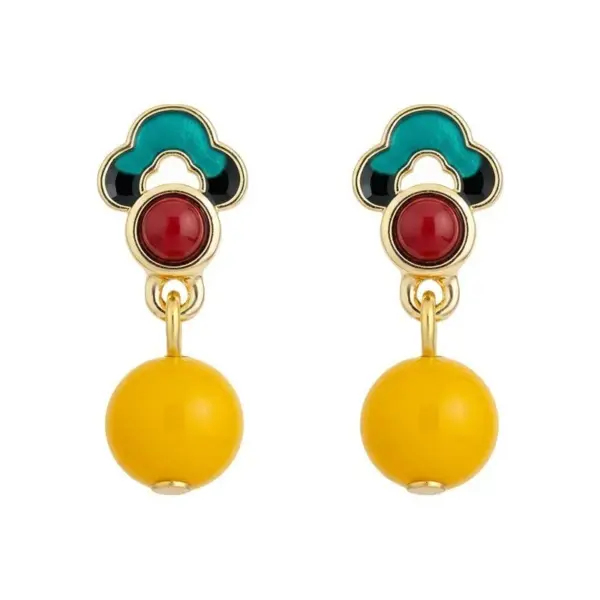 Wholesale Handmade Geometric Earrings For Women In Copper With 14K Real Gold Water Plating And Resin Inlay