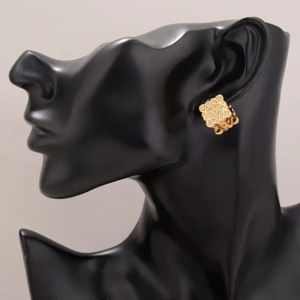 Wholesale Hypoallergenic Letter Stud Earrings For Women In Copper With KC Golden UV Plating And Zircon Inlay
