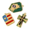 Wholesale Brazil Map Cross DIY Stainless Steel Pendant Women's American Flag Necklace Titanium Steel Jewelry Pendant Vintage