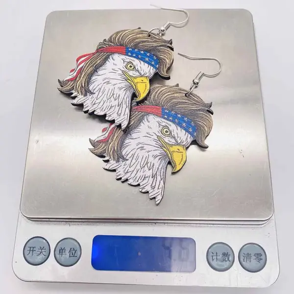 Wholesale New Independence Day Wooden Eagle Earrings American Flag Headscarf July 4th Jewelry Geometric Pattern Letter Numeric Heart Shaped