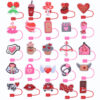 oly-c590b57756f9fd76d64387d9389118aa Wholesale Pink Valentine's Day Straw Cap Glass Straw Dust Plug Cute PVC Soft Glue Straw Sleeve Reusable Hat