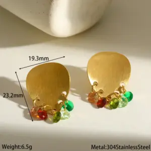 Gold Colorful Crystals Earrings