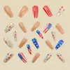Wholesale Nail Stickers Medium Length European Style Square Star Stripes Independence Day Nail Art Plastic Roman British Retro