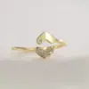 Wholesale French Style 18K Gold Plated Copper Rhinestone Heart-Shaped Handmade Ring For Women Valentine's Day