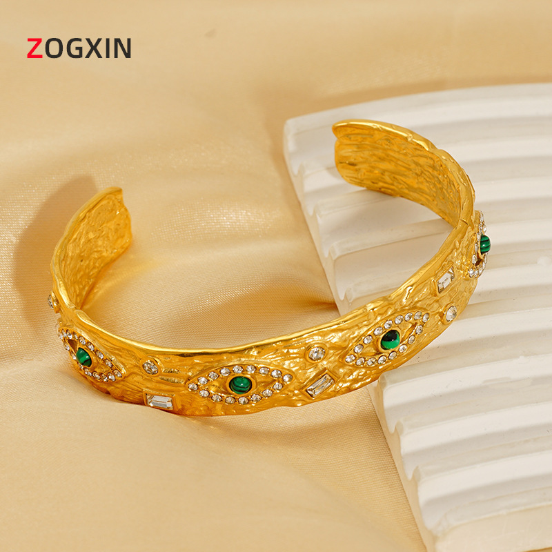 Wholesale European and American Retro Texture Devil's Eye Malachite Titanium Steel Bracelet Women's Accessible Luxury High-End Ins Non-Fading Jewelry