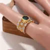 Wholesale Geometric Ring For Women With KC Golden Plated 0.03µm Coating Featuring Zircon And Artificial Crystal, Hypoallergenic Design