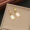 Wholesale PVD Coated 18K Gold Real Gold Plated Geometric Color Block Stainless Steel Shell Simple Style Waterproof Non Tarnish Jewelry Set