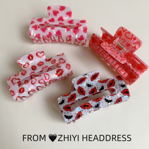 Wholesale Love Cupid Rose Shark Clip Valentine's Day Large Rectangular Hairpin Grab Hairpin
