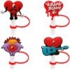 Wholesale Valentine's Day silicone dust cap plug creative cute straw decoration straw sleeve 7-8mm straw cap