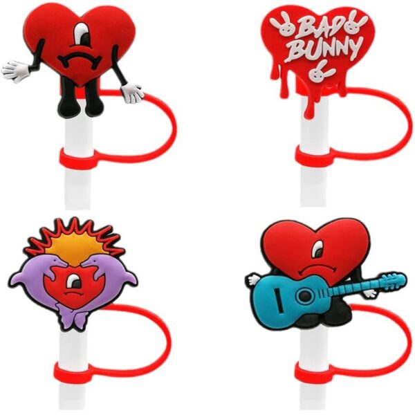 Wholesale Valentine's Day silicone dust cap plug creative cute straw decoration straw sleeve 7-8mm straw cap