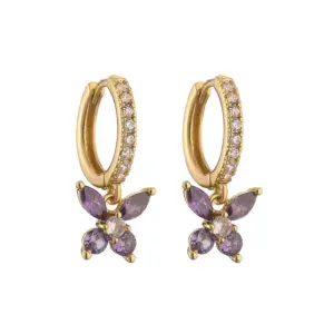 Gold Purple Diamond 1 Pair