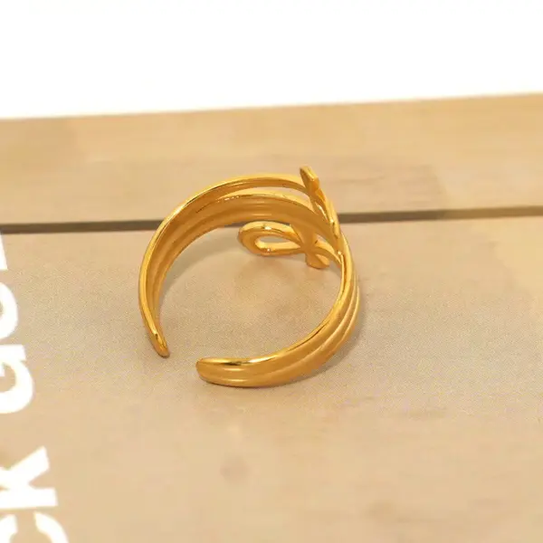 Wholesale PVD Coated Real Gold Plated 18K Gold Cross 304 Stainless Steel Retro Simple Style Waterproof Non Tarnish Open Rings