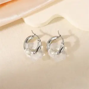 Wholesale Round Hypoallergenic Earrings For Women In 18K Real Gold Plated 304 Stainless Steel With 0.05µm-0.08µm Electroplated Coating