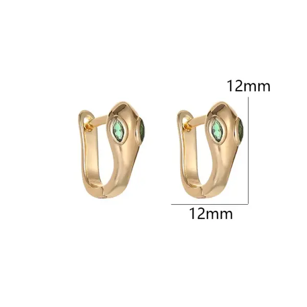 Wholesale Snake Pattern Copper Earrings For Women With Electroplated Gold Plating And Gem Inlay