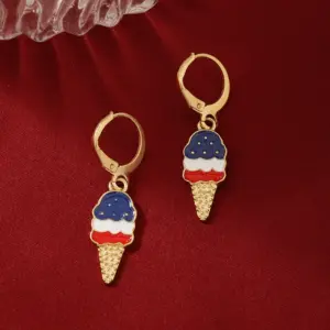 Wholesale USA Independence Day Flag Ice Cream Star Apple Flag Earrings Jewelry Five-Piece Set Women's Fashion Accessories