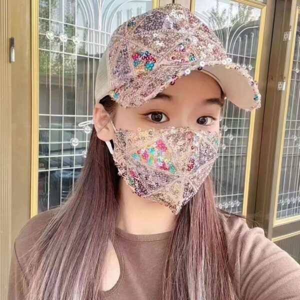 oly-c5f65920a157d0d04de5b30bbdc816fb Wholesale Summer Mesh Sequin Cap Women's Breathable Sunscreen Sunshade Hat Travel Fashion All-match Korean Baseball Cap Cap Cap
