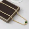 Wholesale Geometric Cuban Chain Link Necklace In Copper With Zircon Inlay Featuring Artificial Crystal Pendant For Unisex