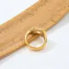 Wholesale Vintage Irregular Cross Knot 18K Gold Plated 304 Stainless Steel Vacuum Electroplated Waterproof Non-Fading Ring For Women