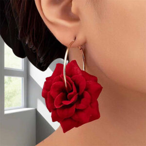 Wholesale 2025 exquisite elegant fashion gentle romantic creative red rose earrings ladies gift earrings