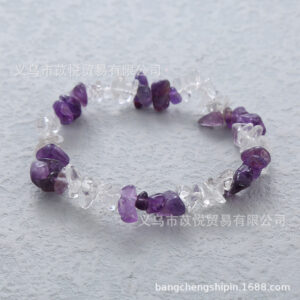 Amethyst + white crystal (natural material) / Bracelet circumference is about 18cm