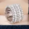 Wholesale Geometric Claw Setting Ring For Women In Copper With White K Water Plating And Zircon Inlay