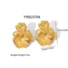 Wholesale PVD Coated Real Gold Plated 18K Gold Leaves 304 Stainless Steel Exaggerated French Style Waterproof Non Tarnish Ear Studs