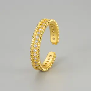 Diamond Edge Bead Ring/Gold / Adjustable Opening