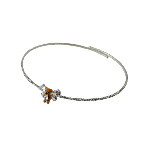 oly-c61939d49b8de1ae75d527c3b507889e Wholesale Copper alloy teddy bear pearl necklace clavicle chain with gemstone inlay, cute plush teddy bear gift