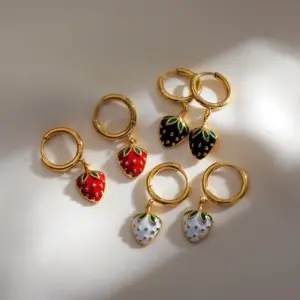 Wholesale PVD Coated Gold Plated Fruit Stainless Steel Elegant Commute Waterproof Non Tarnish Drop Earrings
