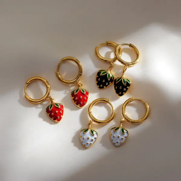 Wholesale PVD Coated Gold Plated Fruit Stainless Steel Elegant Commute Waterproof Non Tarnish Drop Earrings