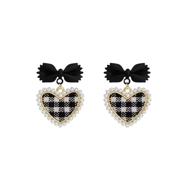 Wholesale 1 Pair Simple Style Heart Shape Inlay Alloy Pearl Drop Earrings
