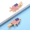 Wholesale NVENF New American Flag Enamel Hair Clip With Rhinestone Stars Heart-shaped Independence Day Women Hair Clip