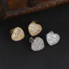 Wholesale New Love Heart Shaped Earrings Five Layers Full Zircon Round Square Mixed Style Copper Material Unisex Hip Hop Style Jewelry